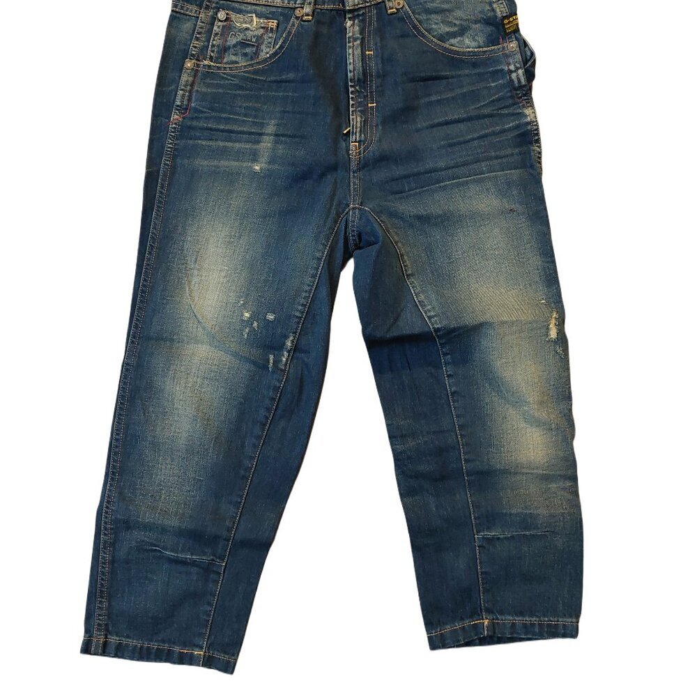 G-Star Raw Sen Loose Destroyed Status Denim Medium Aged Blue Jean Shorts 26 NWT - Picture 3 of 10